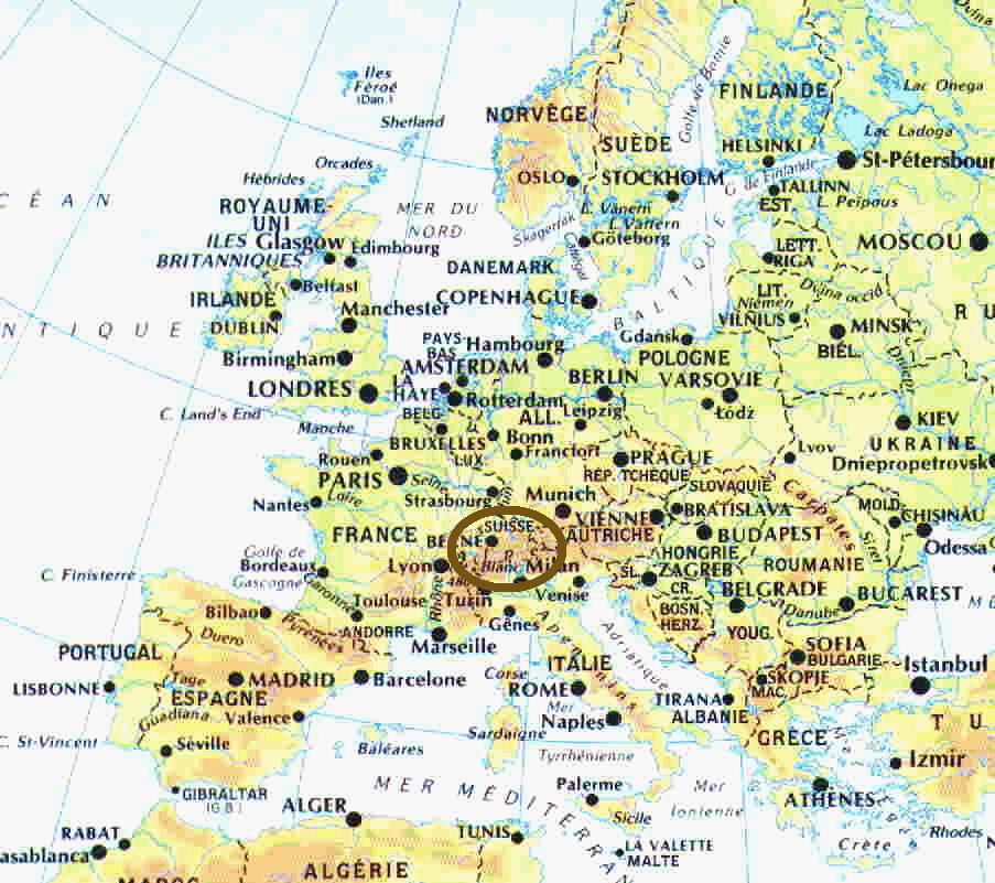 Switzerland Location In Europe Map