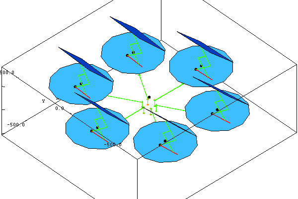 3-D schematic view of heliostat array