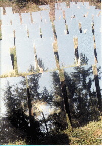 field of propped-up mirrors